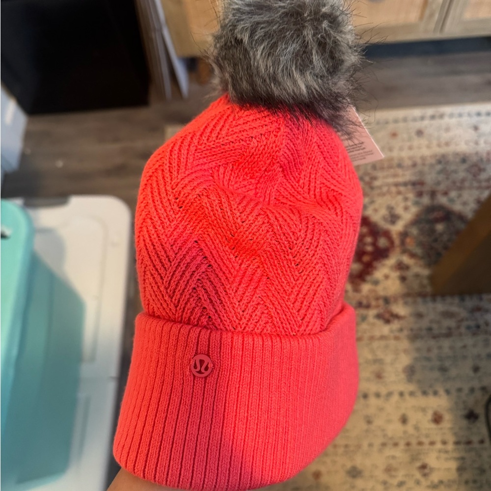 Lululemon Red and Black Knit Beanie